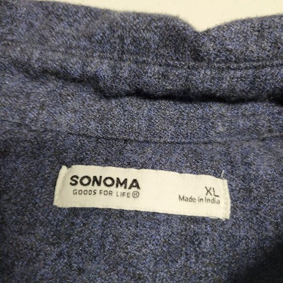 Sonoma Supersoft Flannel Blue Mens Collared XL Standard Fit Snap Down Tags - Picture 8 of 9